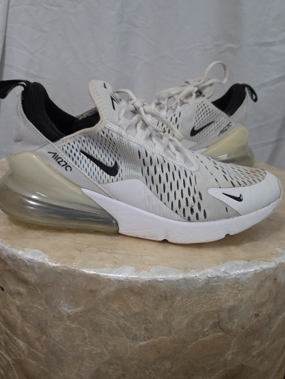 Nike Air Max 270 White, Light Gray & Black Athletic Shoes